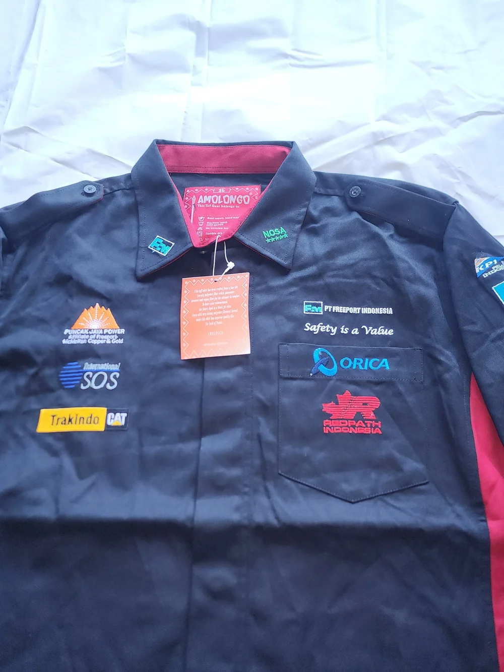 AMOLONGO Men's Industrial Work Shirt Black/ RED Size 3L New!!!!...
